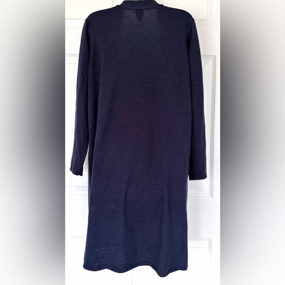 Eileen Fisher Open Front Merino Wool Long Cardigan in Navy Blue size Medium - Picture 8 of 14
